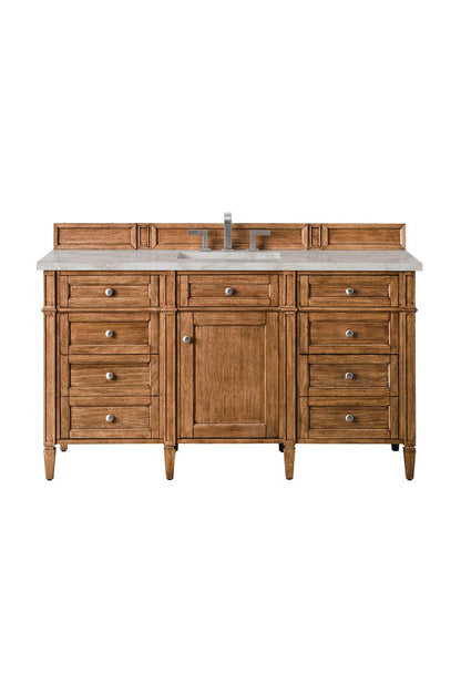 James Martin - Brittany 60" Single Vanity, Saddle Brown w/ 3 CM Victorian Silver Silestone Top - 650-V60S-SBR-3VSL view 1