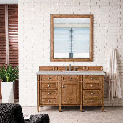 James Martin - Brittany 60" Single Vanity, Saddle Brown w/ 3 CM Victorian Silver Silestone Top w/FreePower Wireless Charger - 650-V60S-SBR-FVSL view 4