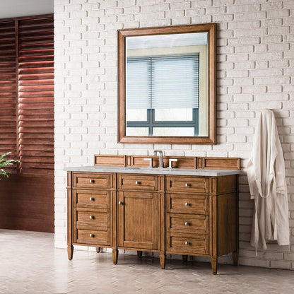 James Martin - Brittany 60" Single Vanity, Saddle Brown w/ 3 CM Victorian Silver Silestone Top w/FreePower Wireless Charger - 650-V60S-SBR-FVSL view 5