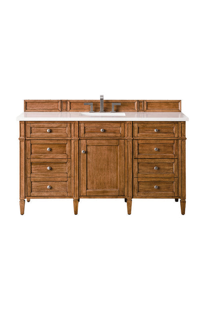 James Martin - Brittany 60" Single Vanity, Saddle Brown w/ 3 CM White Zeus Silestone Top - 650-V60S-SBR-3WZ view 1