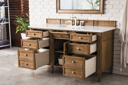 James Martin - Brittany 60" Single Vanity, Saddle Brown w/ 3 CM White Zeus Silestone Top - 650-V60S-SBR-3WZ view 5