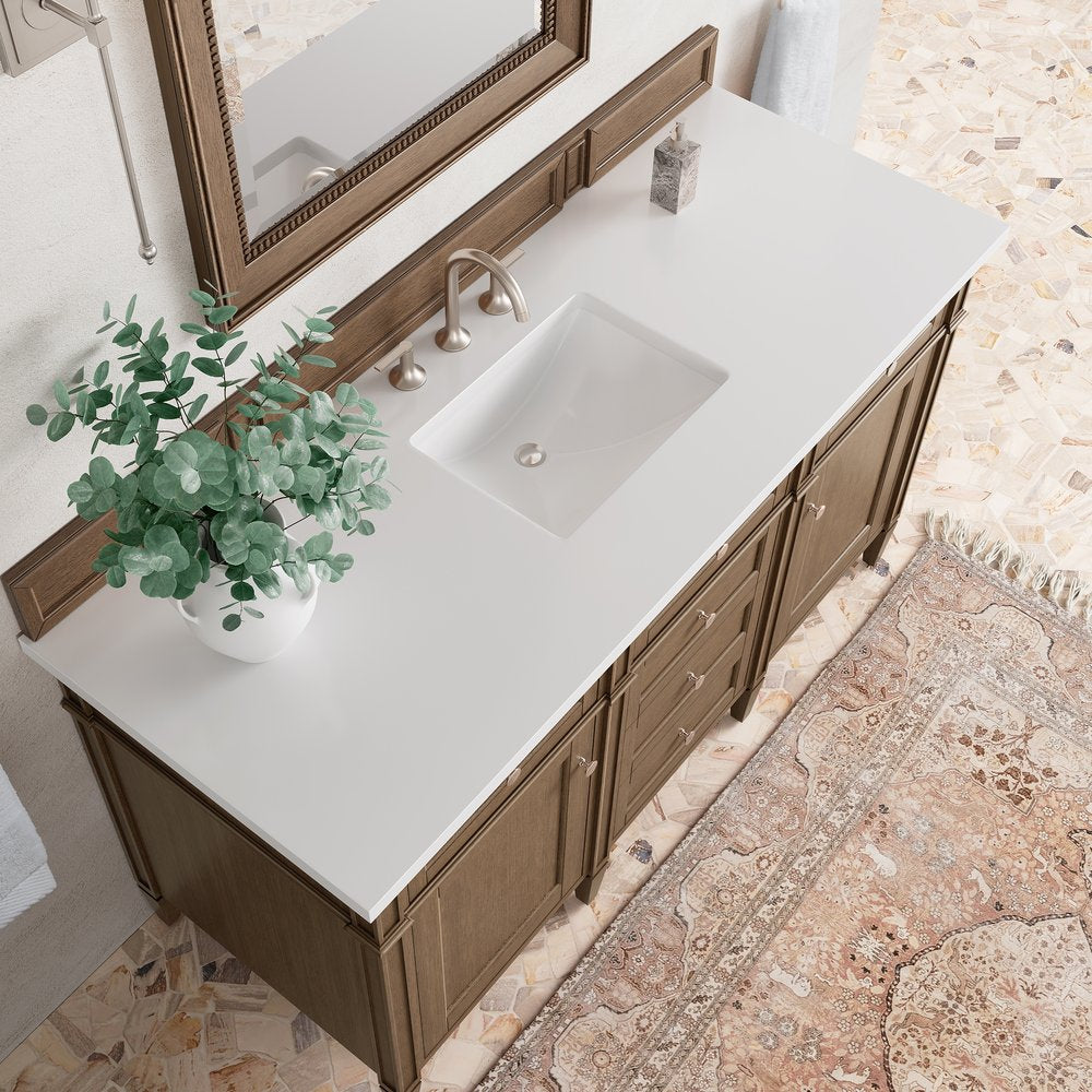 James Martin - Brittany 60" Single Vanity, Saddle Brown w/ 3 CM White Zeus Silestone Top - 650-V60S-SBR-3WZ view 8