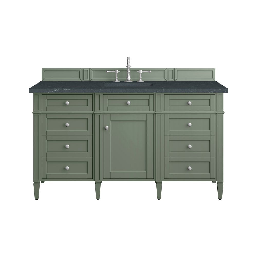 James Martin - Brittany 60" Single Vanity, Smokey Celadon w/ 3 CM Charcoal Soapstone Top - 650-V60S-SC-3CSP view 1