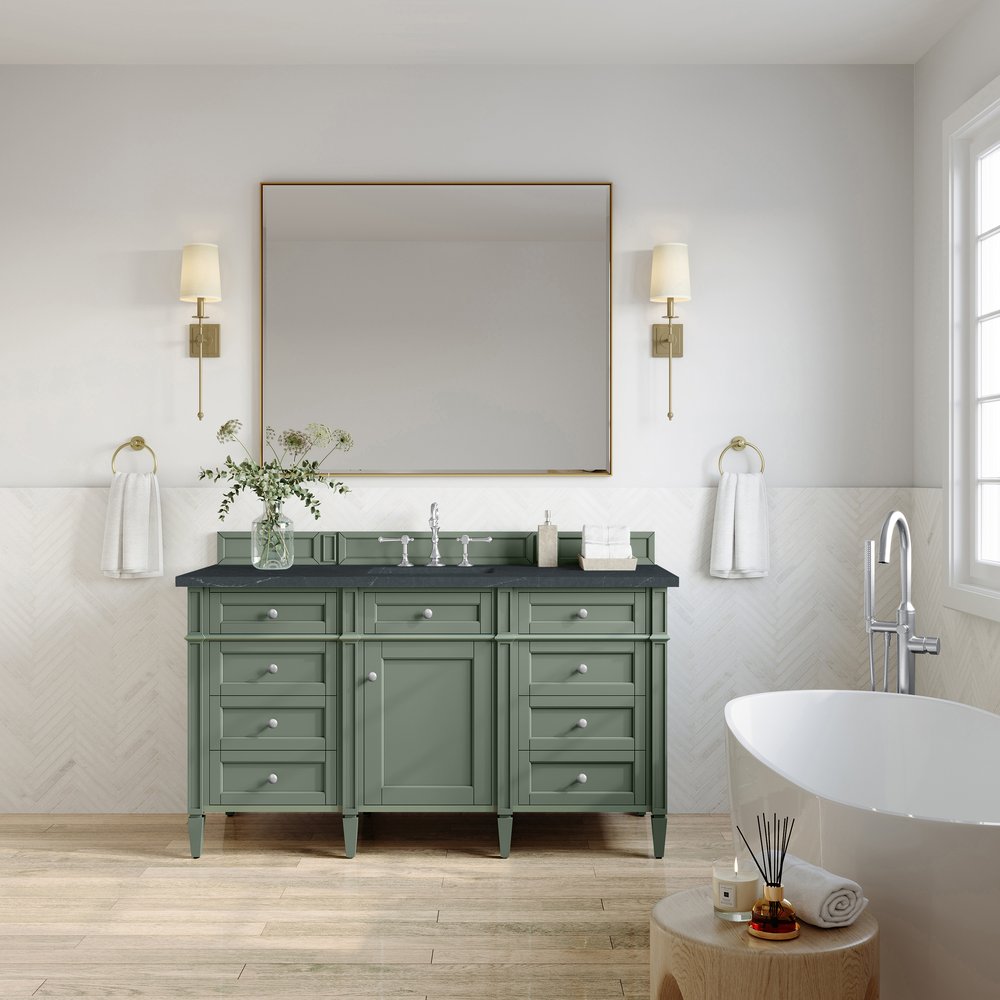 James Martin - Brittany 60" Single Vanity, Smokey Celadon w/ 3 CM Charcoal Soapstone Top - 650-V60S-SC-3CSP view 3