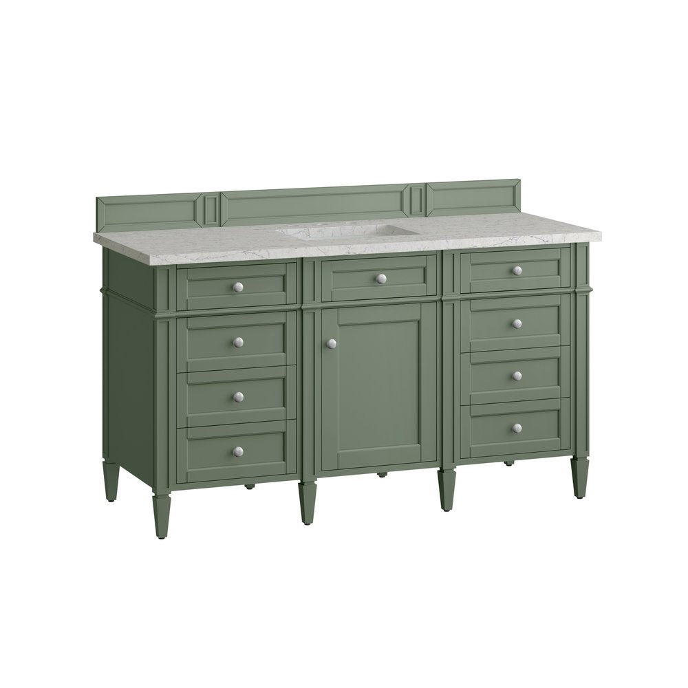 James Martin - Brittany 60" Single Vanity, Smokey Celadon w/ 3 CM Eternal Jasmine Pearl Top - 650-V60S-SC-3EJP view 7