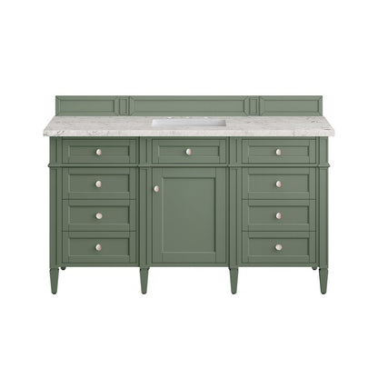 James Martin - Brittany 60" Single Vanity, Smokey Celadon w/ 3 CM Eternal Jasmine Pearl Top w/FreePower Wireless Charger - 650-V60S-SC-FEJP view 2