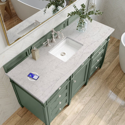 James Martin - Brittany 60" Single Vanity, Smokey Celadon w/ 3 CM Eternal Jasmine Pearl Top w/FreePower Wireless Charger - 650-V60S-SC-FEJP view 8