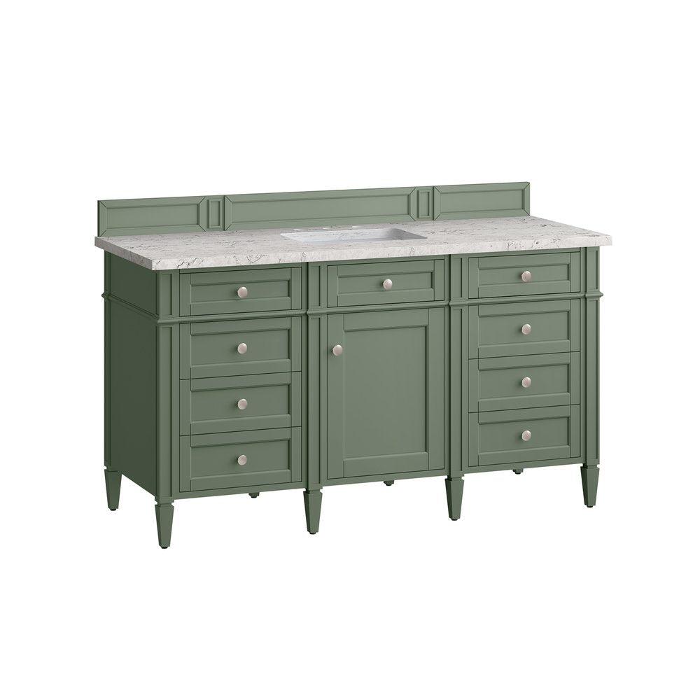 James Martin - Brittany 60" Single Vanity, Smokey Celadon w/ 3 CM Eternal Jasmine Pearl Top w/FreePower Wireless Charger - 650-V60S-SC-FEJP view 9