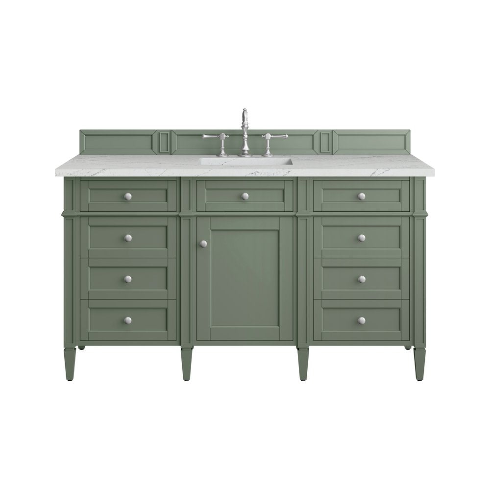 James Martin - Brittany 60" Single Vanity, Smokey Celadon w/ 3 CM Ethereal Noctis Top - 650-V60S-SC-3ENC view 1