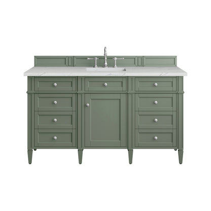 James Martin - Brittany 60" Single Vanity, Smokey Celadon w/ 3 CM Ethereal Noctis Top - 650-V60S-SC-3ENC view 1