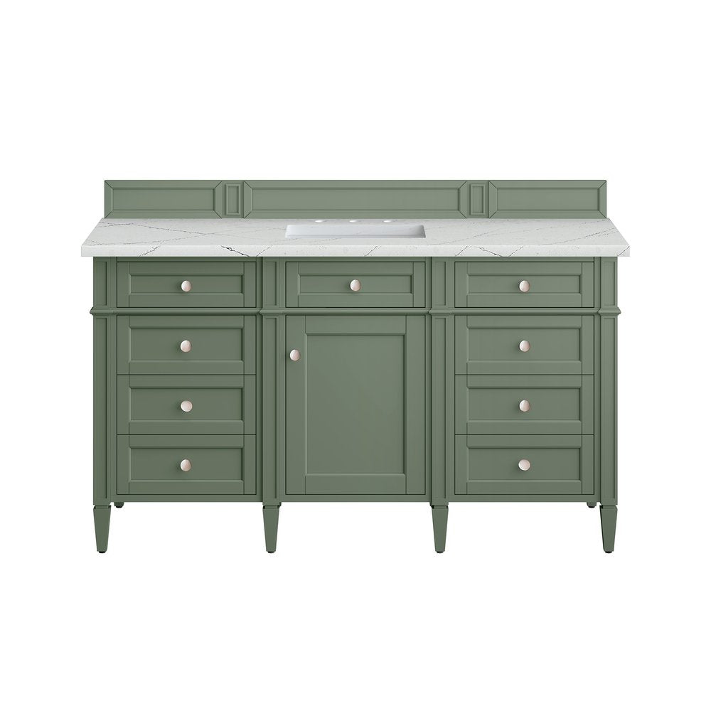 James Martin - Brittany 60" Single Vanity, Smokey Celadon w/ 3 CM Ethereal Noctis Top w/FreePower Wireless Charger - 650-V60S-SC-FENC view 2