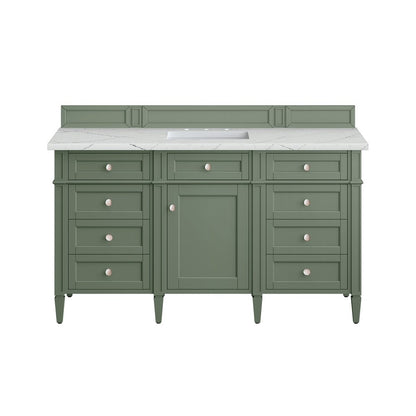 James Martin - Brittany 60" Single Vanity, Smokey Celadon w/ 3 CM Ethereal Noctis Top w/FreePower Wireless Charger - 650-V60S-SC-FENC view 2