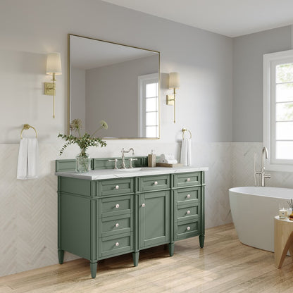 James Martin - Brittany 60" Single Vanity, Smokey Celadon w/ 3 CM Ethereal Noctis Top w/FreePower Wireless Charger - 650-V60S-SC-FENC view 6