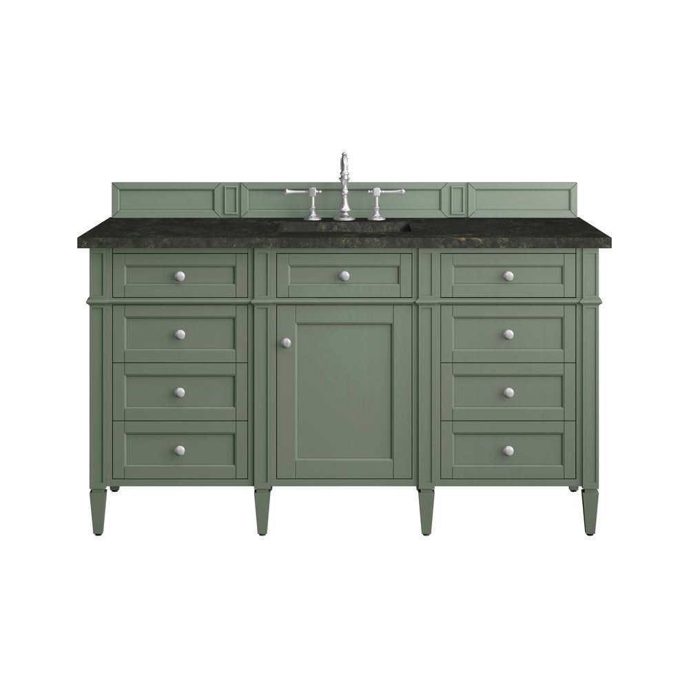 James Martin - Brittany 60" Single Vanity, Smokey Celadon, w/ 3 CM Phantome Eclos Top - 650-V60S-SC-3PHT view 1