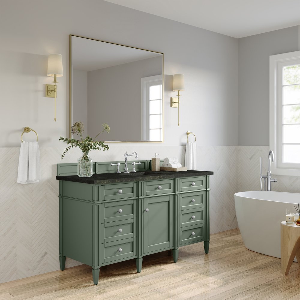 James Martin - Brittany 60" Single Vanity, Smokey Celadon, w/ 3 CM Phantome Eclos Top - 650-V60S-SC-3PHT view 4