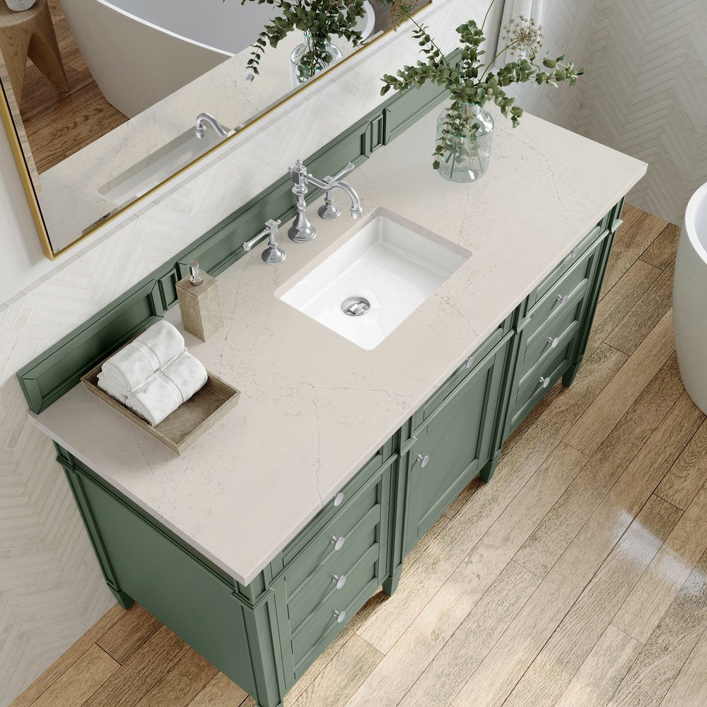 James Martin - Brittany 60" Single Vanity, Smokey Celadon, w/ 3 CM Siberian Silestone Top - 650-V60S-SC-3SFR view 6