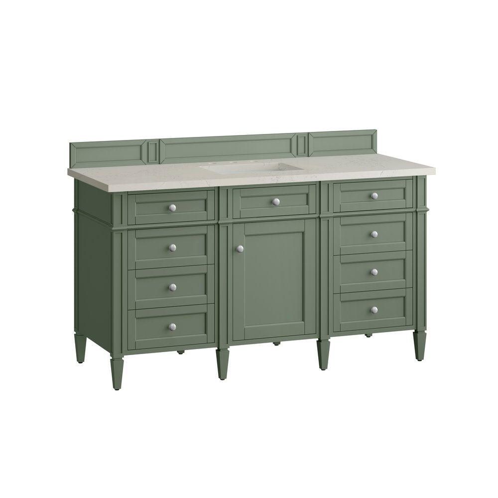James Martin - Brittany 60" Single Vanity, Smokey Celadon, w/ 3 CM Siberian Silestone Top - 650-V60S-SC-3SFR view 7
