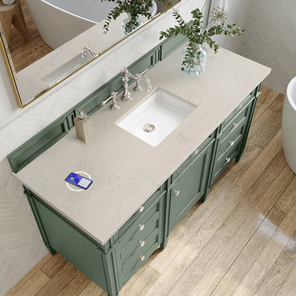 James Martin - Brittany 60" Single Vanity, Smokey Celadon, w/ 3 CM Siberian Silestone Top w/FreePower Wireless Charger - 650-V60S-SC-FSFR view 6