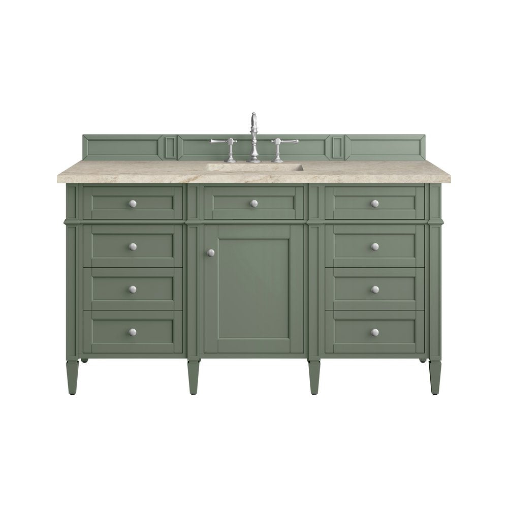 James Martin - Brittany 60" Single Vanity, Smokey Celadon, w/ 3 CM Tajnar Eclos Top - 650-V60S-SC-3TJR view 1