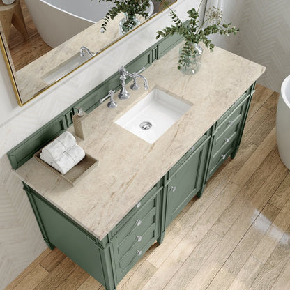 James Martin - Brittany 60" Single Vanity, Smokey Celadon, w/ 3 CM Tajnar Eclos Top - 650-V60S-SC-3TJR view 6
