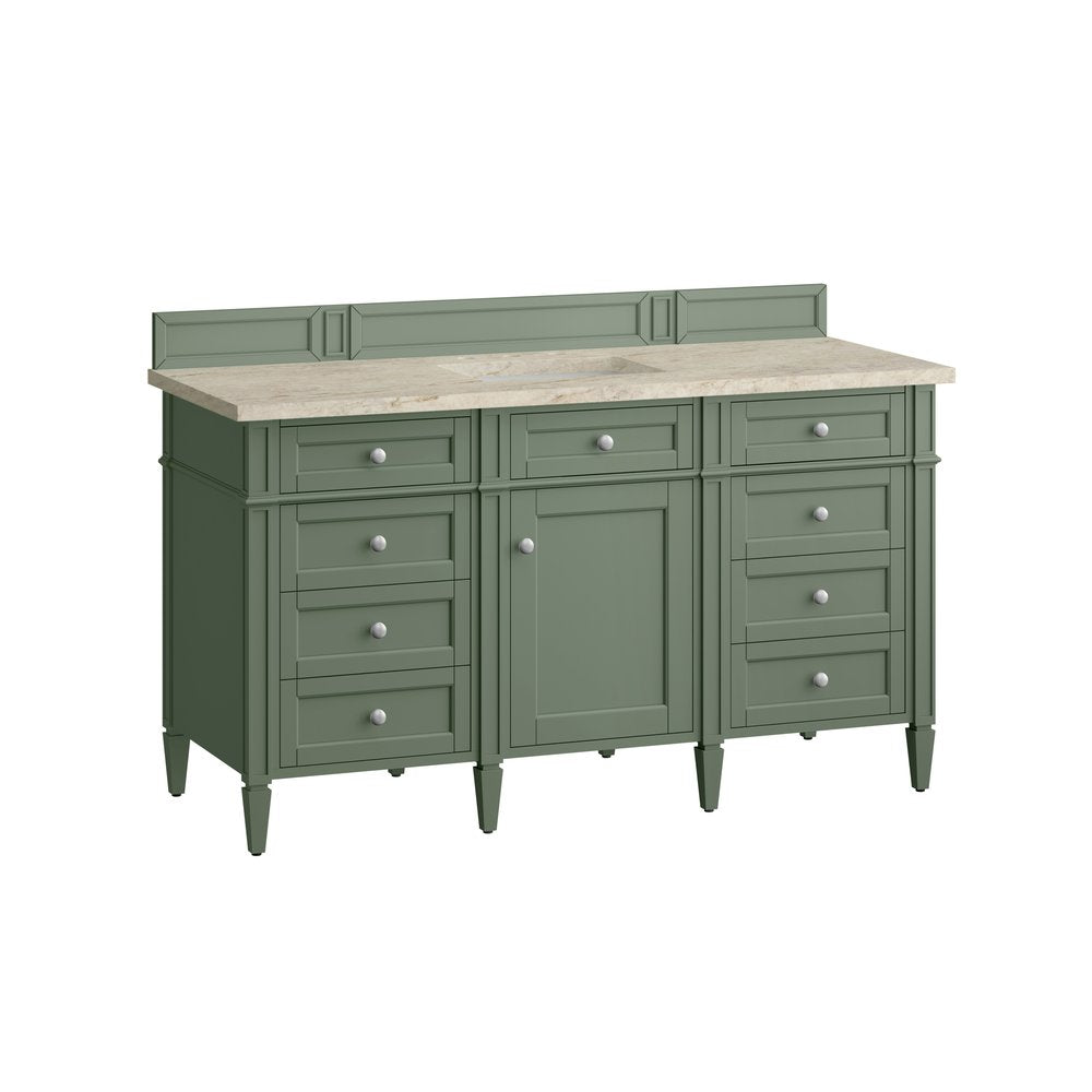 James Martin - Brittany 60" Single Vanity, Smokey Celadon, w/ 3 CM Tajnar Eclos Top - 650-V60S-SC-3TJR view 7