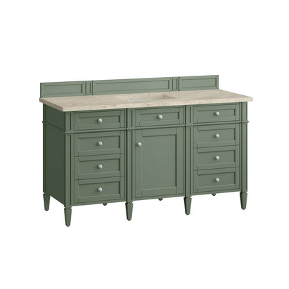 James Martin - Brittany 60" Single Vanity, Smokey Celadon, w/ 3 CM Tajnar Eclos Top - 650-V60S-SC-3TJR view 7