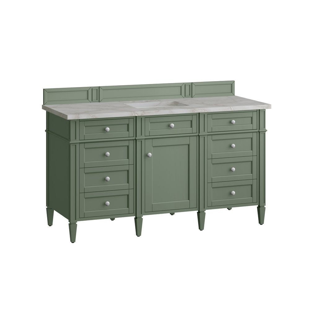 James Martin - Brittany 60" Single Vanity, Smokey Celadon w/ 3 CM Victorian Silver Top - 650-V60S-SC-3VSL view 7