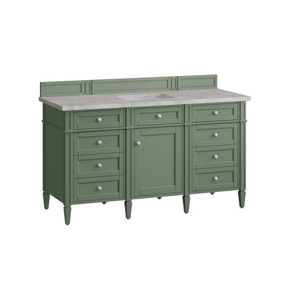 James Martin - Brittany 60" Single Vanity, Smokey Celadon w/ 3 CM Victorian Silver Top - 650-V60S-SC-3VSL view 7