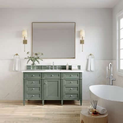 James Martin - Brittany 60" Single Vanity, Smokey Celadon w/ 3 CM White Zeus Top - 650-V60S-SC-3WZ view 3