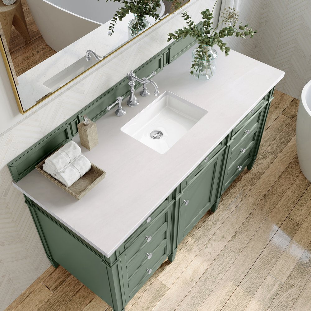 James Martin - Brittany 60" Single Vanity, Smokey Celadon w/ 3 CM White Zeus Top - 650-V60S-SC-3WZ view 6