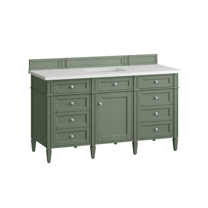 James Martin - Brittany 60" Single Vanity, Smokey Celadon w/ 3 CM White Zeus Top - 650-V60S-SC-3WZ view 7