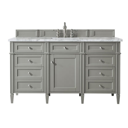 James Martin - Brittany 60" Single Vanity, Urban Gray w/ 3 CM Carrara Marble Top - 650-V60S-UGR-3CAR view 1