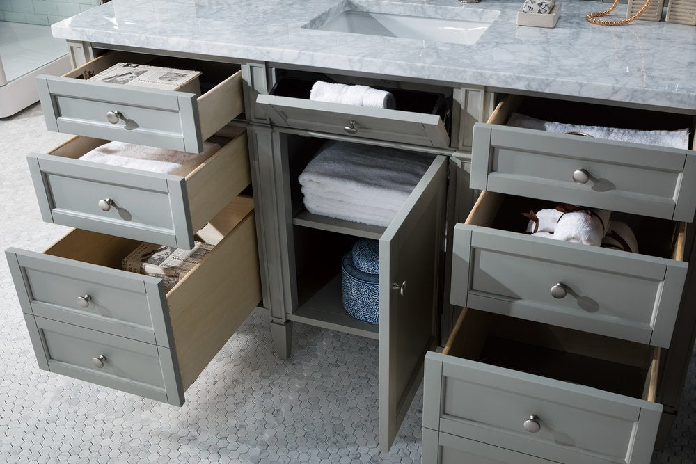 James Martin - Brittany 60" Single Vanity, Urban Gray w/ 3 CM Carrara Marble Top - 650-V60S-UGR-3CAR view 5