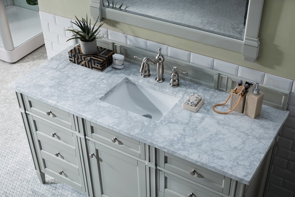 James Martin - Brittany 60" Single Vanity, Urban Gray w/ 3 CM Carrara Marble Top - 650-V60S-UGR-3CAR view 6