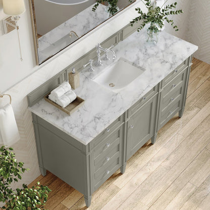 James Martin - Brittany 60" Single Vanity, Urban Gray w/ 3 CM Carrara Marble Top - 650-V60S-UGR-3CAR view 8