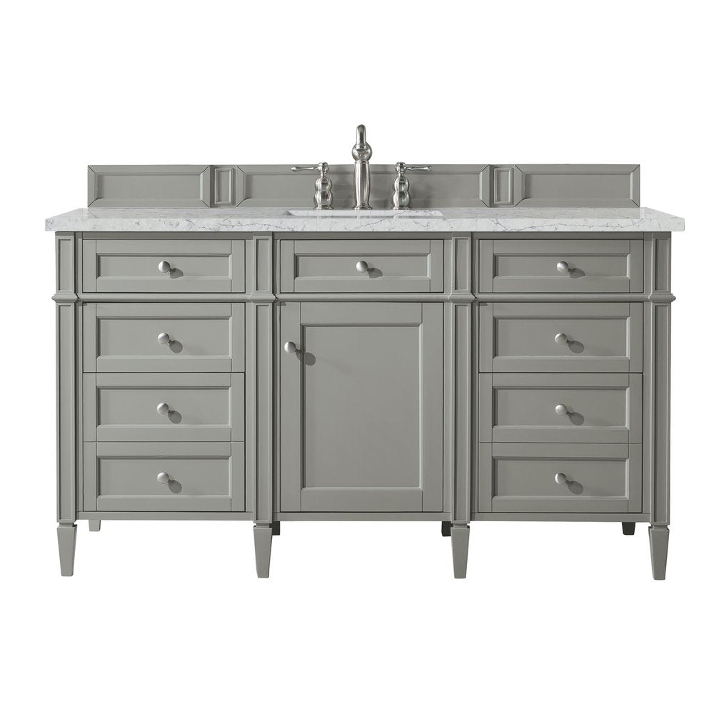 James Martin - Brittany 60" Single Vanity, Urban Gray w/ 3 CM Eternal Jasmine Pearl Silestone Top - 650-V60S-UGR-3EJP view 1