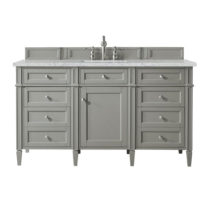 James Martin - Brittany 60" Single Vanity, Urban Gray w/ 3 CM Eternal Jasmine Pearl Silestone Top - 650-V60S-UGR-3EJP view 1