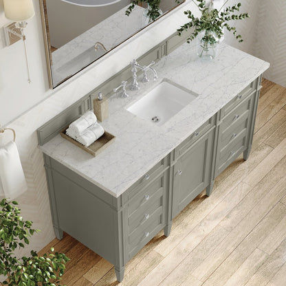James Martin - Brittany 60" Single Vanity, Urban Gray w/ 3 CM Eternal Jasmine Pearl Silestone Top - 650-V60S-UGR-3EJP view 7