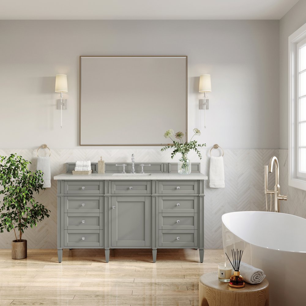 James Martin - Brittany 60" Single Vanity, Urban Gray w/ 3 CM Lime Delight Silestone Top - 650-V60S-UGR-3LDL view 3