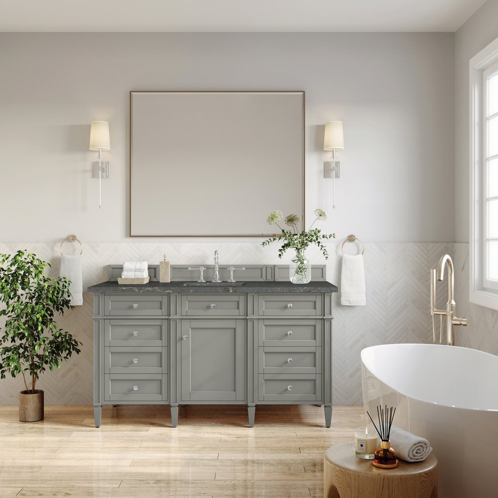 James Martin - Brittany 60" Single Vanity, Urban Gray w/ 3 CM Parisien Bleu Silestone Top - 650-V60S-UGR-3PBL view 3
