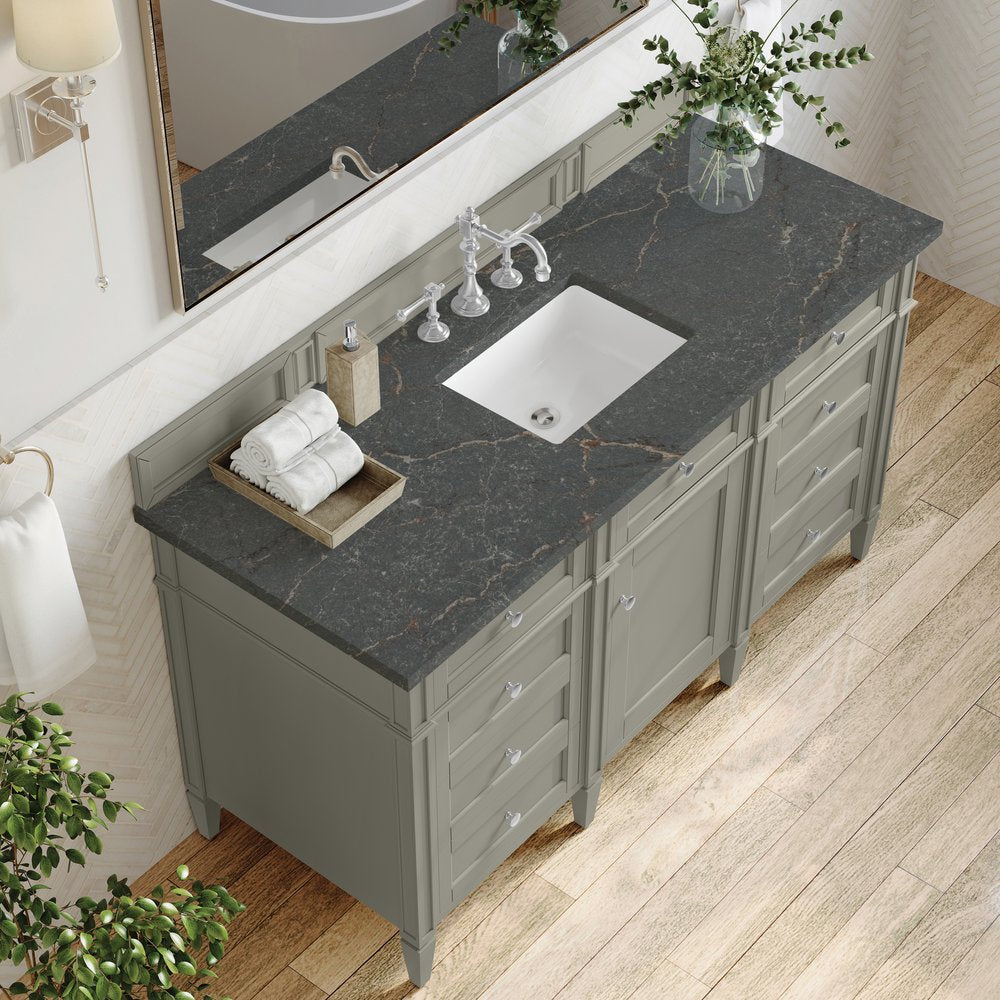 James Martin - Brittany 60" Single Vanity, Urban Gray w/ 3 CM Parisien Bleu Silestone Top - 650-V60S-UGR-3PBL view 7