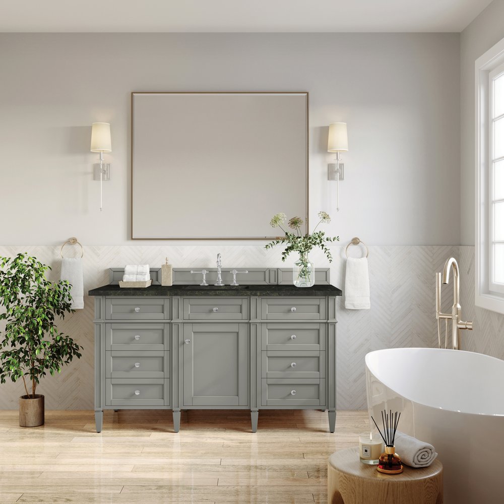 James Martin - Brittany 60" Single Vanity, Urban Gray, w/ 3 CM Phantome Eclos Top - 650-V60S-UGR-3PHT view 3