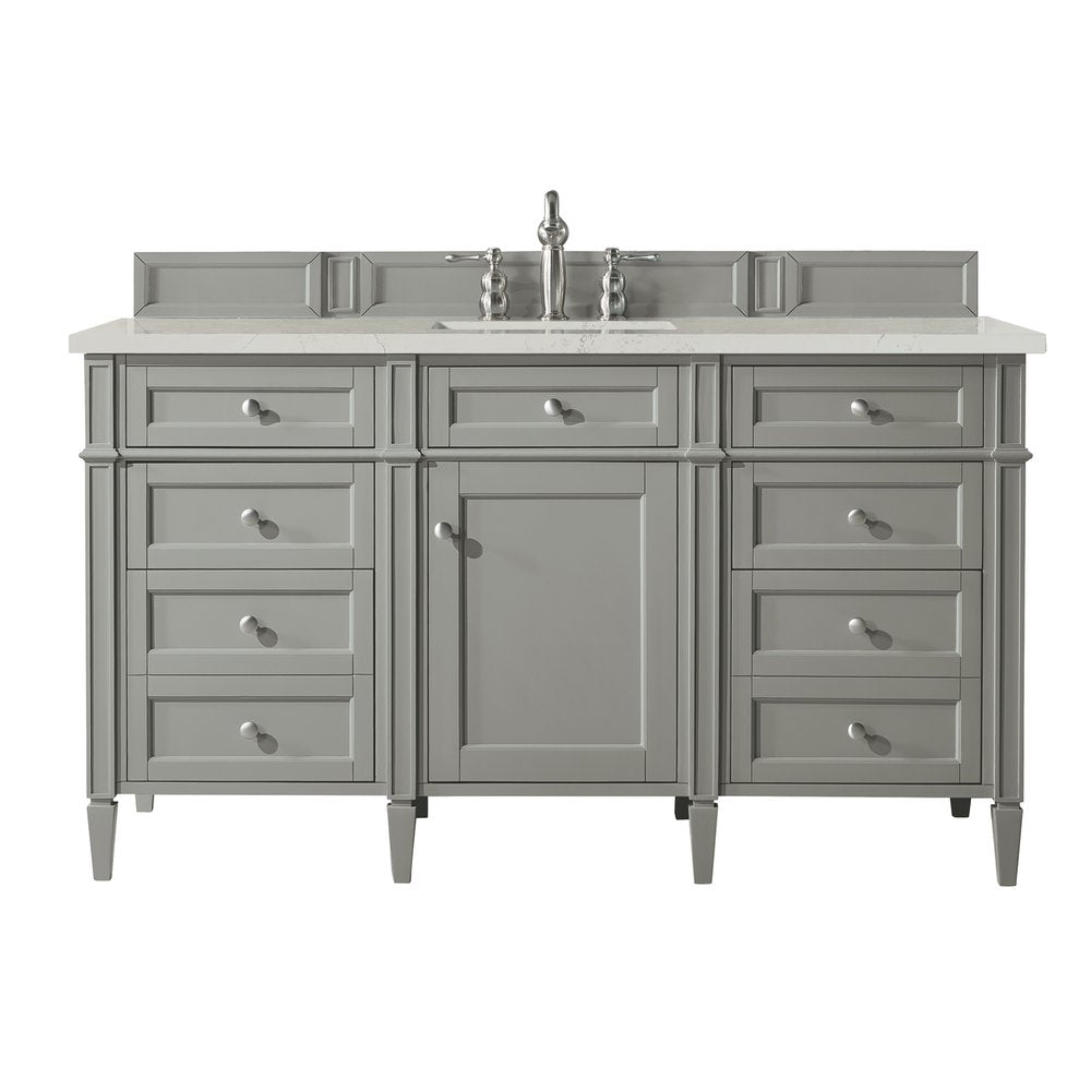 James Martin - Brittany 60" Single Vanity, Urban Gray, w/ 3 CM Siberian Silestone Top - 650-V60S-UGR-3SFR view 1