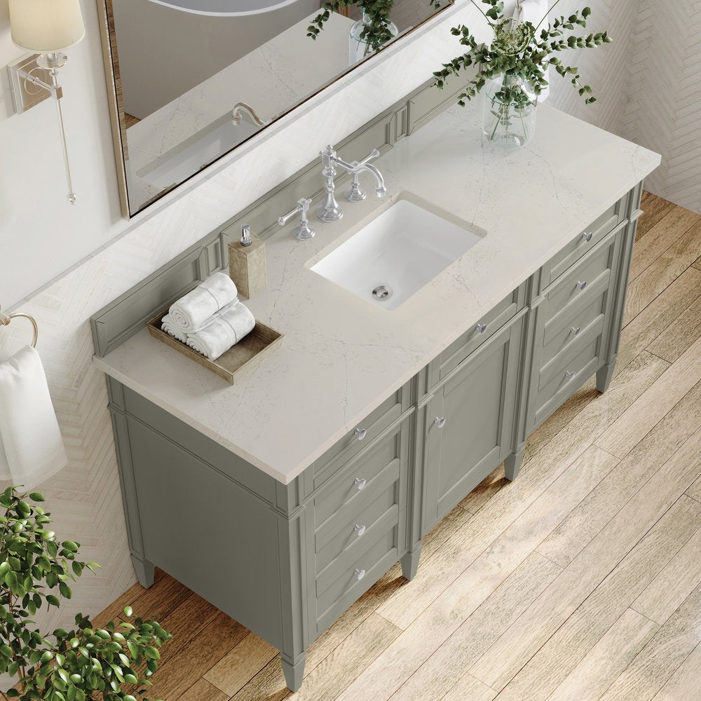 James Martin - Brittany 60" Single Vanity, Urban Gray, w/ 3 CM Siberian Silestone Top - 650-V60S-UGR-3SFR view 6