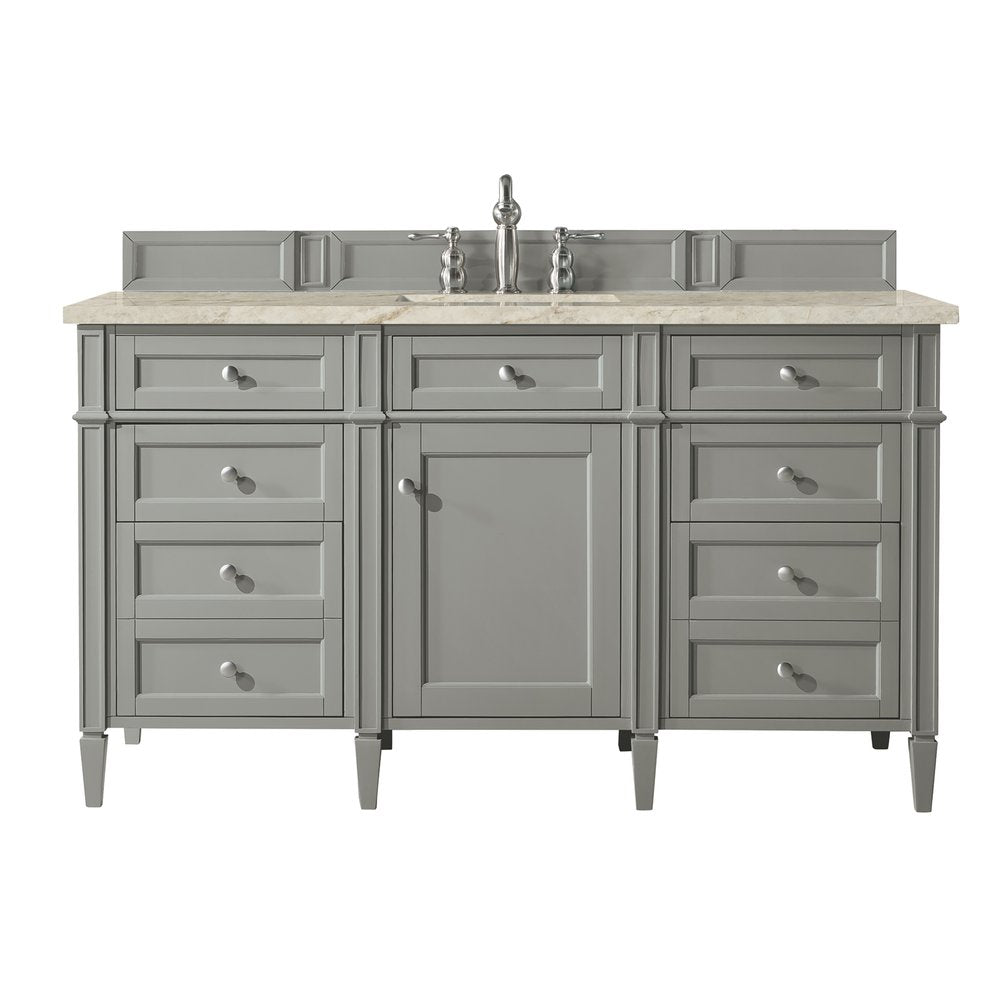 James Martin - Brittany 60" Single Vanity, Urban Gray, w/ 3 CM Tajnar Eclos Top - 650-V60S-UGR-3TJR view 1
