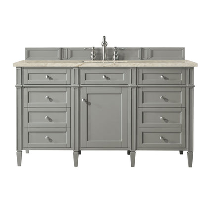 James Martin - Brittany 60" Single Vanity, Urban Gray, w/ 3 CM Tajnar Eclos Top - 650-V60S-UGR-3TJR view 1