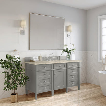 James Martin - Brittany 60" Single Vanity, Urban Gray, w/ 3 CM Tajnar Eclos Top - 650-V60S-UGR-3TJR view 4
