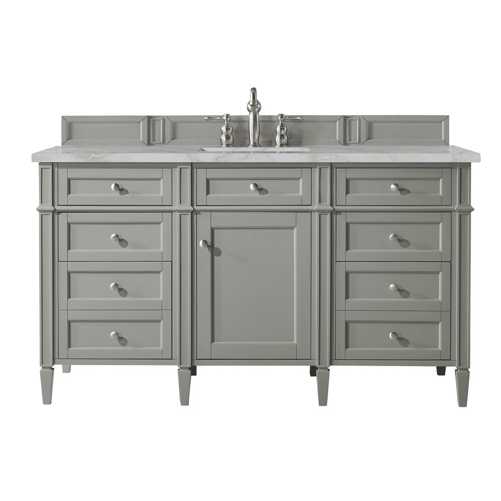 James Martin - Brittany 60" Single Vanity, Urban Gray w/ 3 CM Victorian Silver Silestone Top - 650-V60S-UGR-3VSL view 1