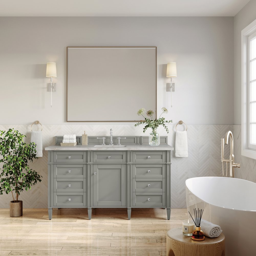 James Martin - Brittany 60" Single Vanity, Urban Gray w/ 3 CM Victorian Silver Silestone Top - 650-V60S-UGR-3VSL view 3