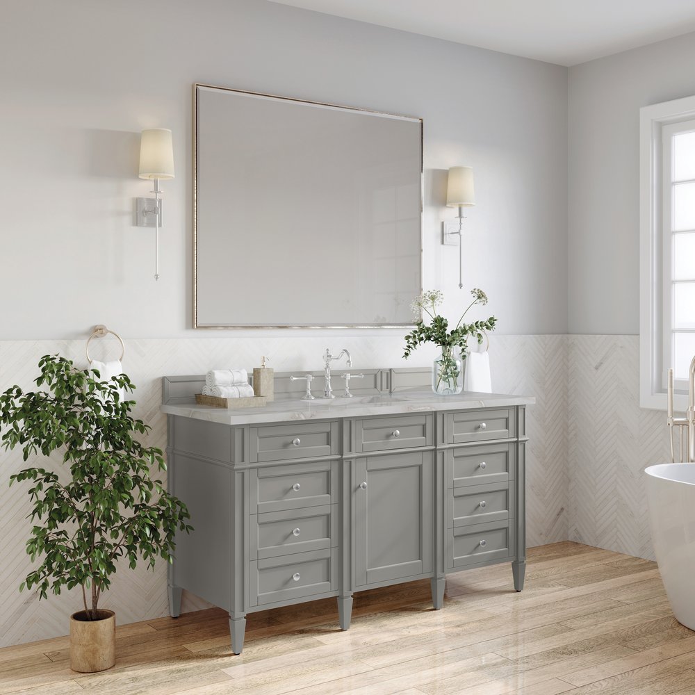 James Martin - Brittany 60" Single Vanity, Urban Gray w/ 3 CM Victorian Silver Silestone Top - 650-V60S-UGR-3VSL view 4